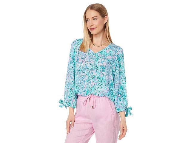 Lilly Pulitzer 3/4 Sleeve Pamala Top (Surf Blue Soleil It On Me) Women's Blouse Product Image