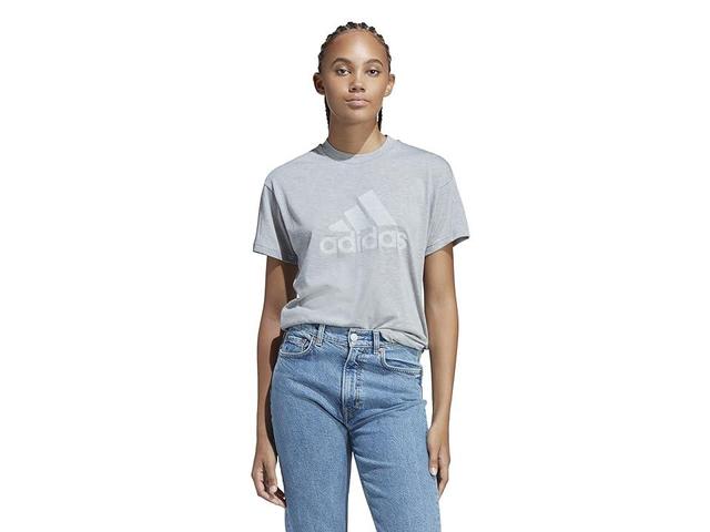 adidas Future Icons Winners 3.0 Tee (Medium Grey Heather/White) Women's Clothing Product Image