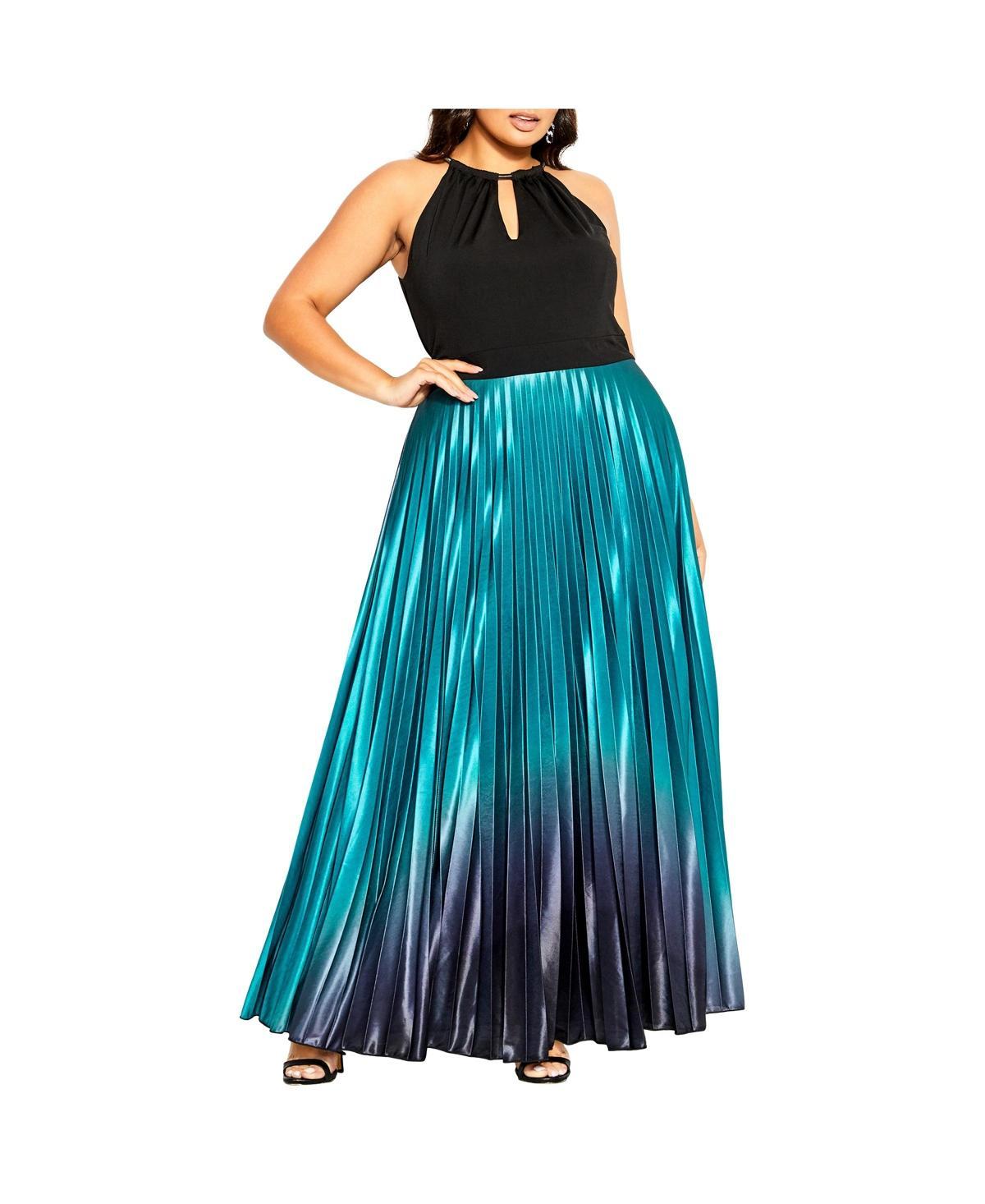 City Chic Womens Pleated Ombre Maxi Dress Black Product Image