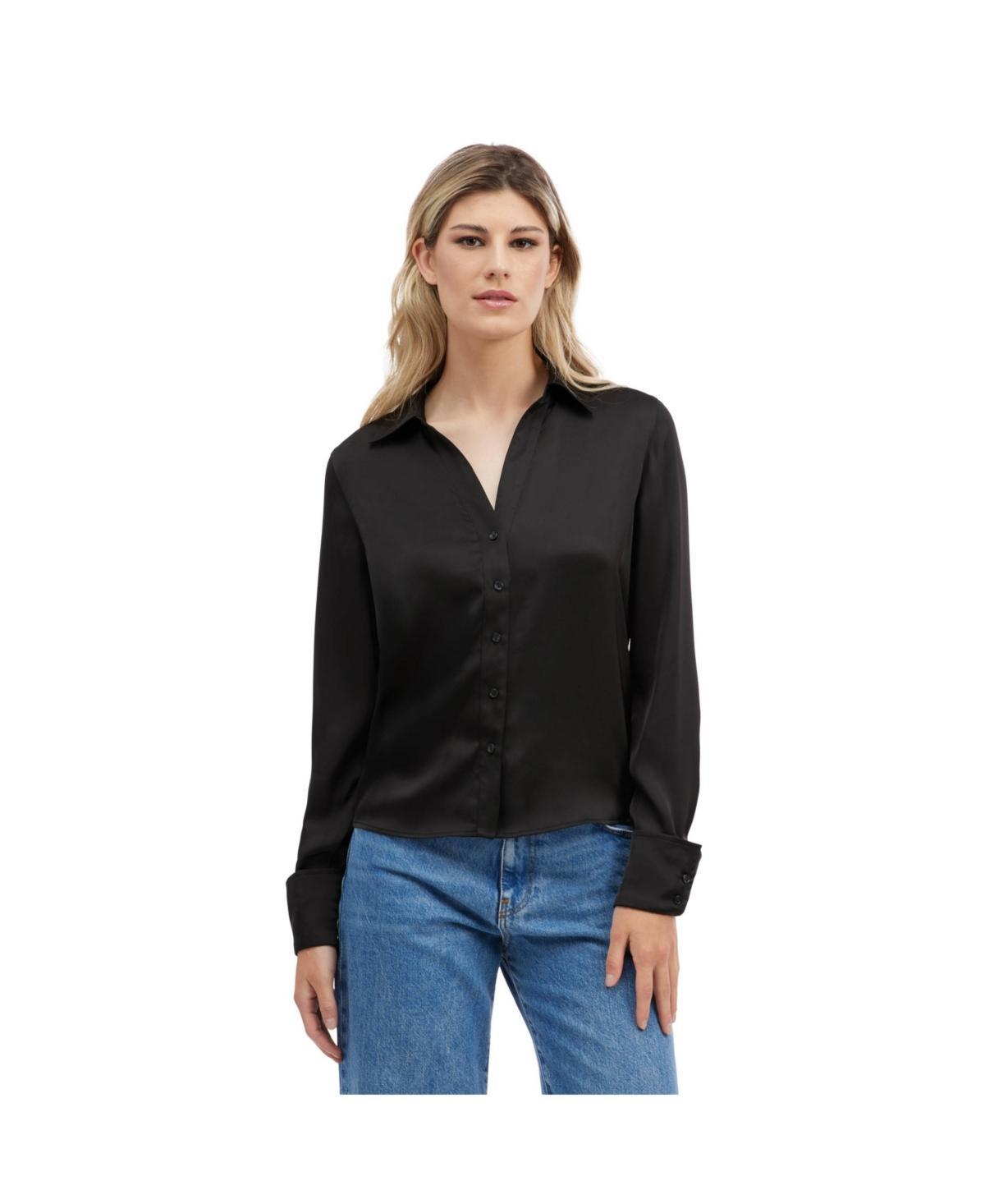 Nvlt Womens Button Front Satin Blouse Product Image