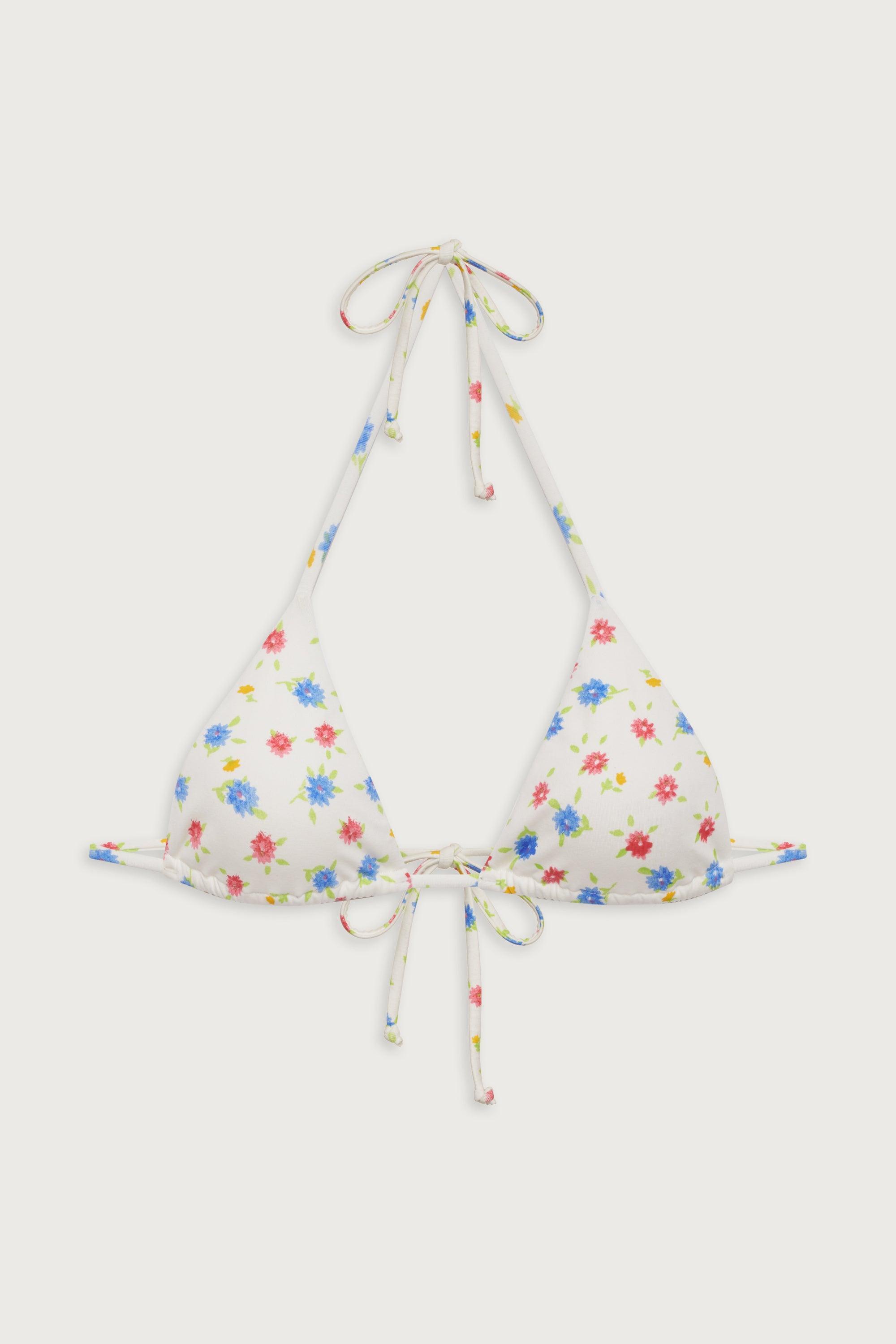 Nick Floral Triangle Bikini Top - Water Blossom Product Image