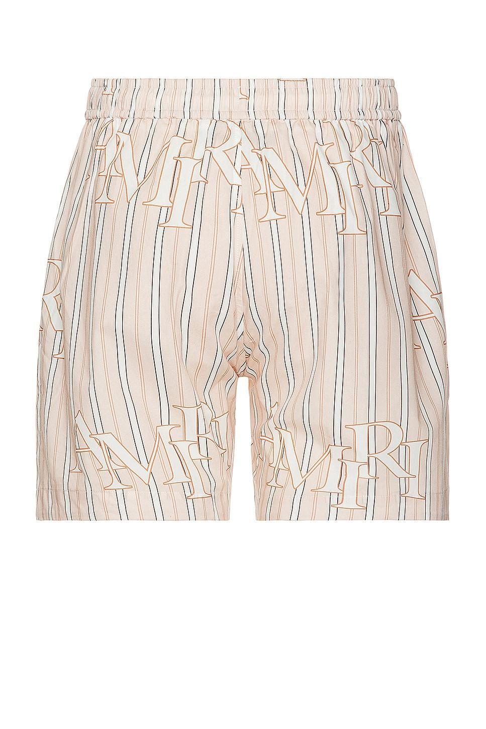 Amiri Stripe Staggered Poplin Short in Pink Product Image