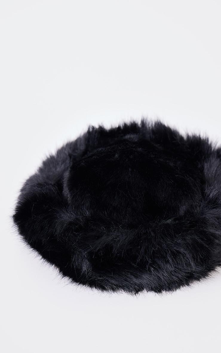  Black Faux Fur Fluffy Trim Bucket Hat Product Image