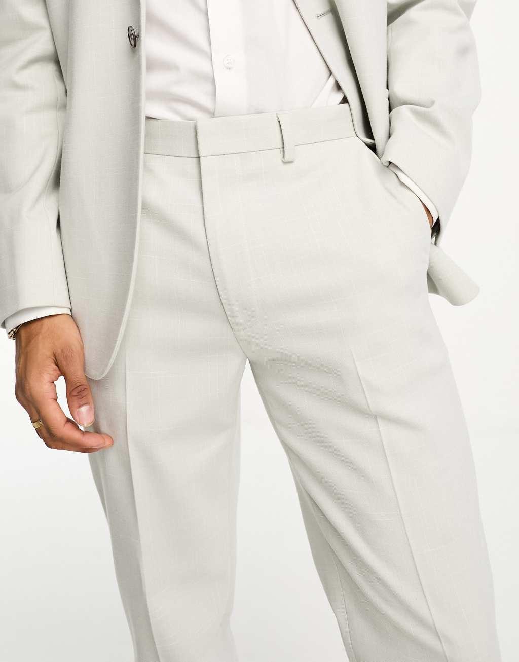 ASOS DESIGN slim suit pants in crosshatch in ice gray Product Image