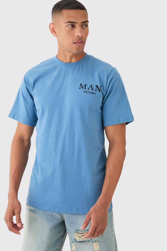 Mens Blue Man Basic Crew Neck T-shirt, Blue Product Image