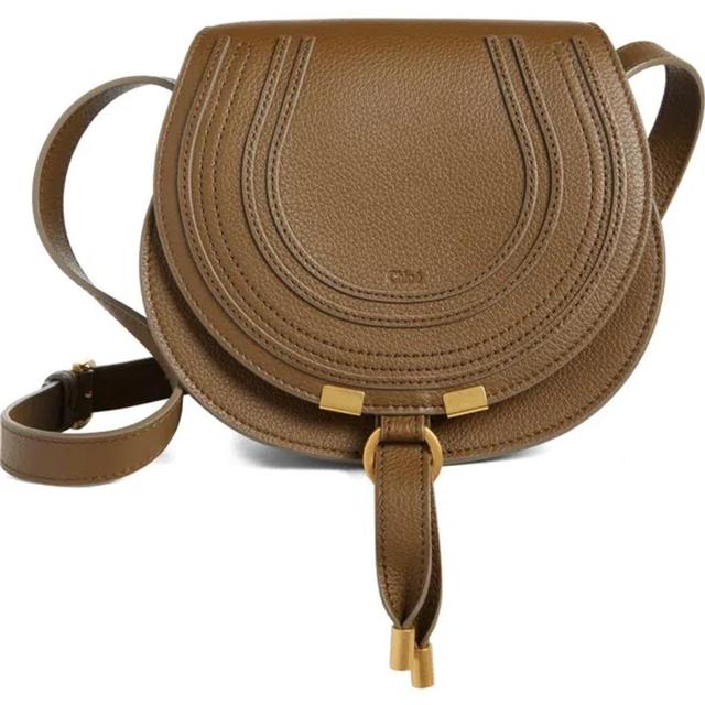 Marcie Small Leather Saddle Bag In Brown Product Image