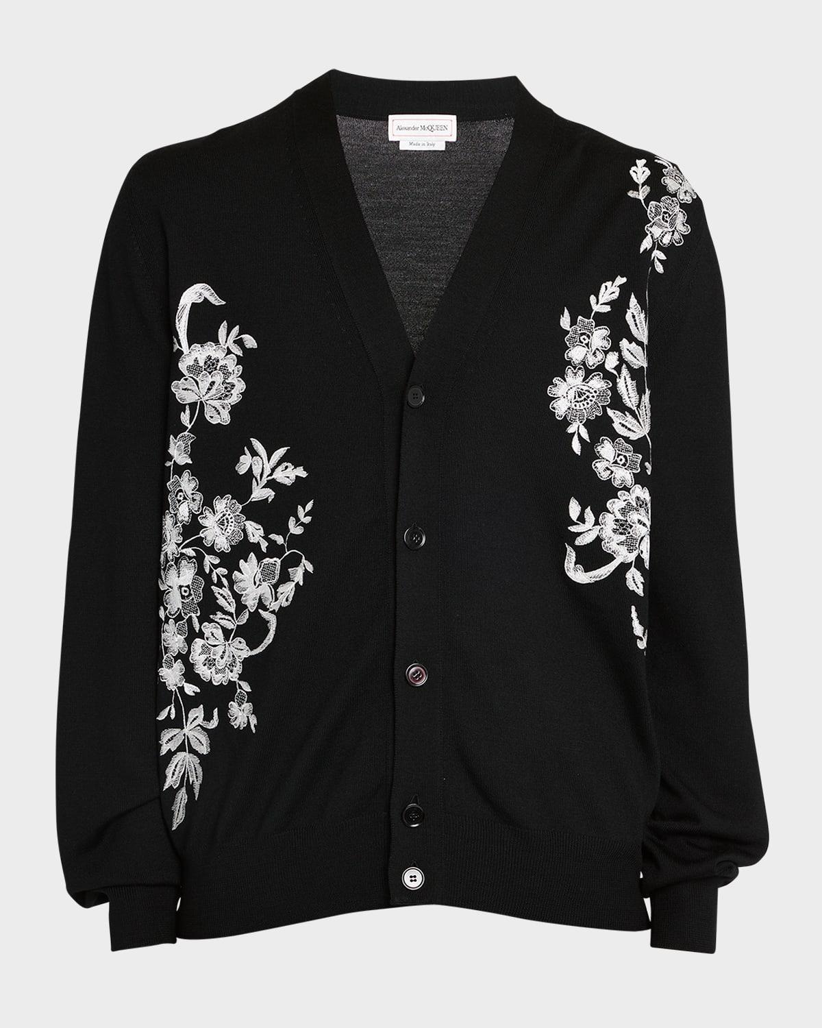 Mens Floral Lace Cardigan Product Image