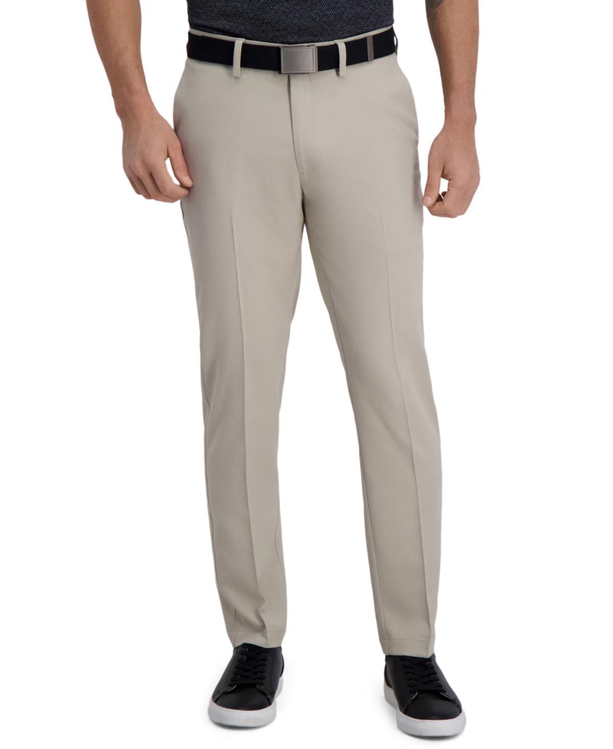 Mens Haggar Cool Right Performance Flex Slim-Fit Flat-Front Pants Dark Gray Grey Product Image