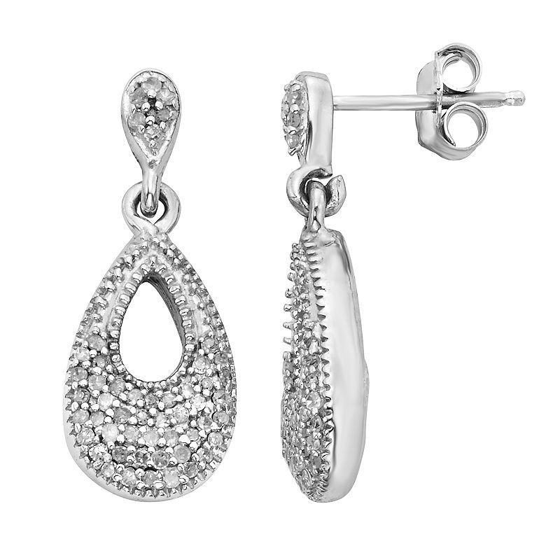 Jewelexcess Sterling Silver 1/4-ct. T.W. Diamond Teardrop Earrings, Womens, White Product Image