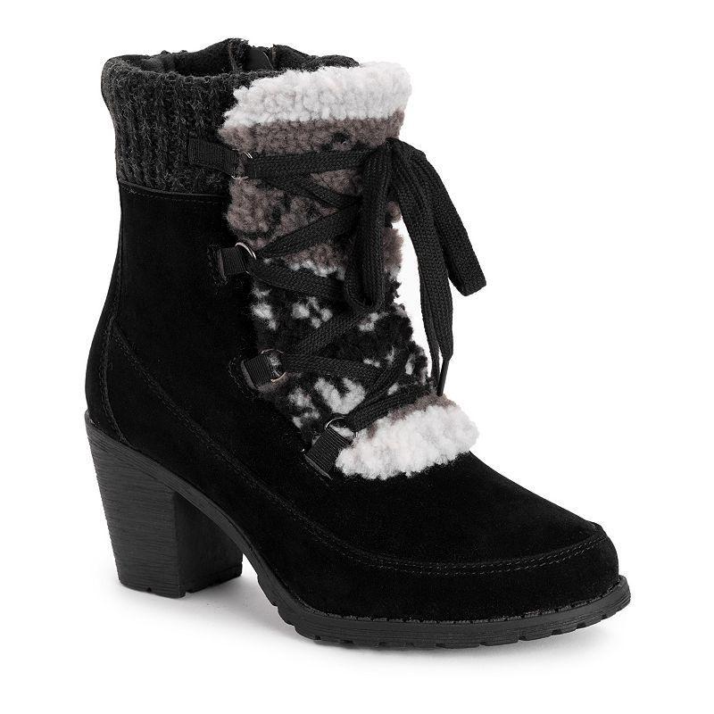 MUK LUKS Lacy Lilah Womens Heeled Ankle Boots Brown Product Image