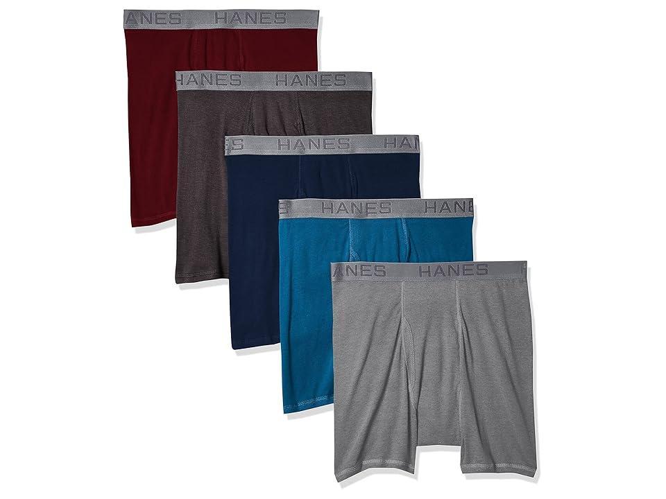 Hanes Ultimate(r) Boxer Briefs 5-Pack (Indigo Ink/Frontier Blue Pe Heather/Classic Denim) Men's Underwear Product Image