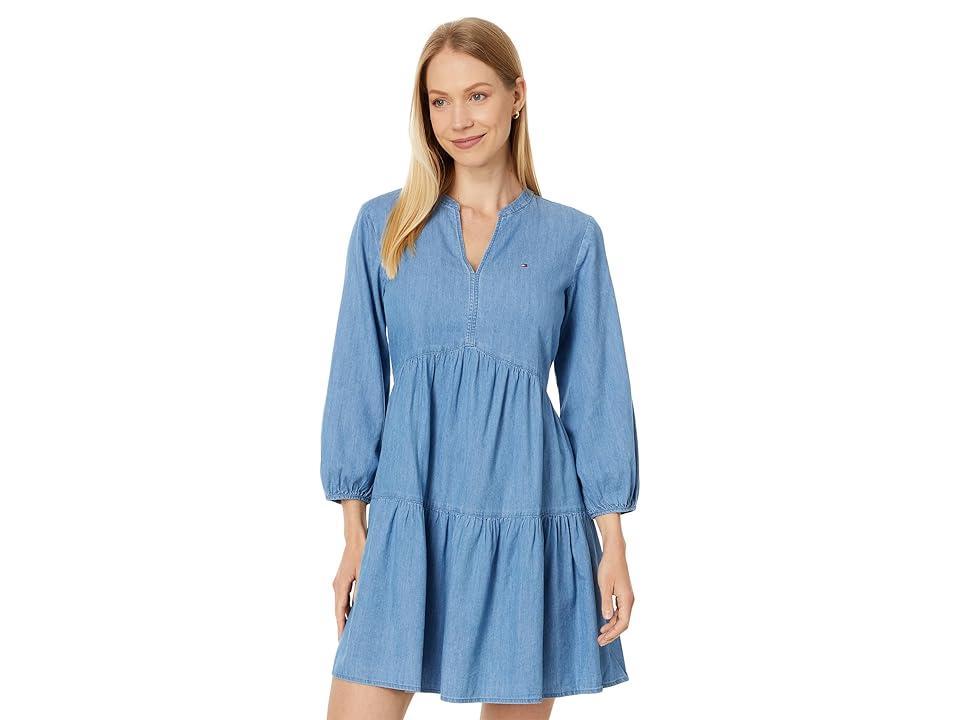 Tommy Hilfiger Tiered V-Neck Dress (Light Benson) Women's Dress Product Image