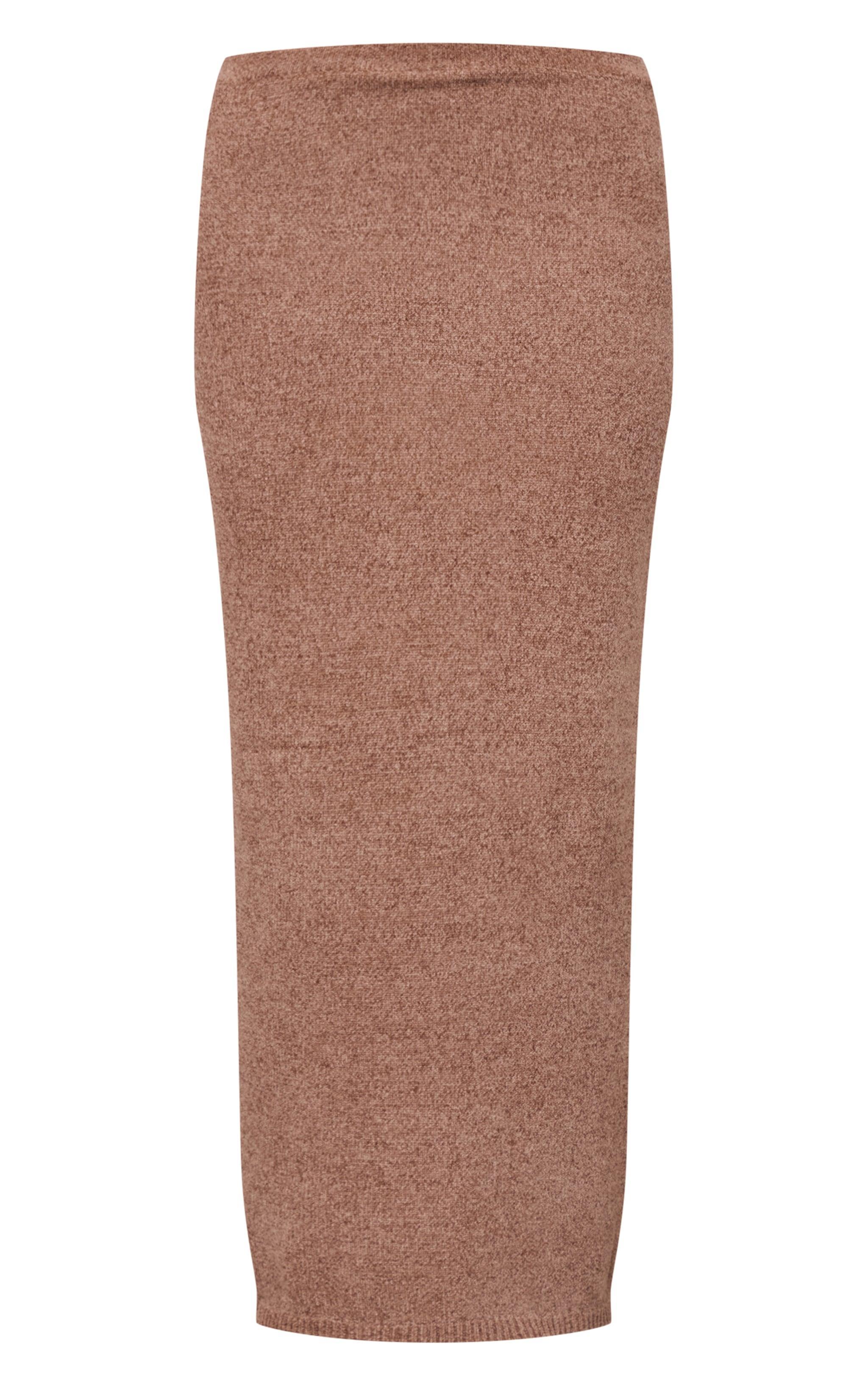 Taupe Soft Textured Knit Maxi Skirt Product Image