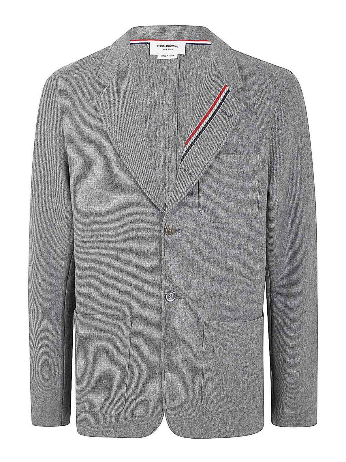 THOM BROWNE Sack Jacket In Double Face In Gris Product Image