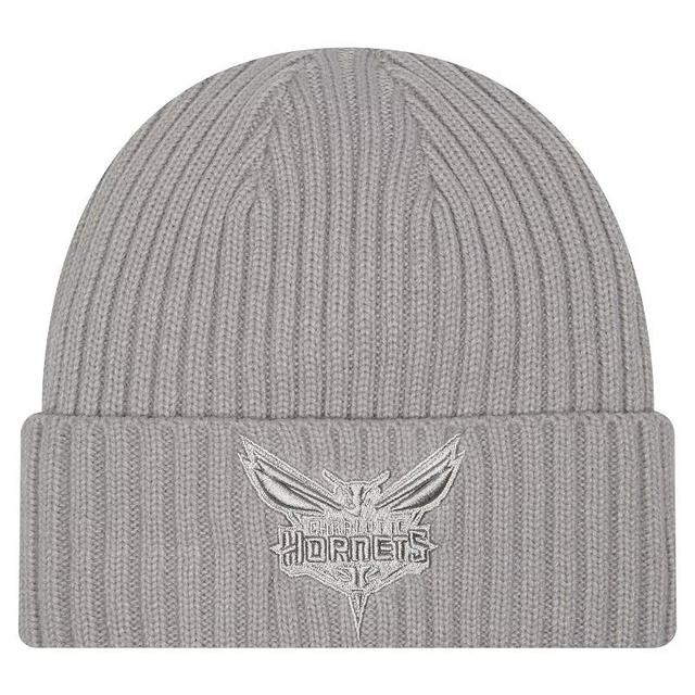 Mens New Era Gray Charlotte Hornets Color Pack Cuffed Knit Hat Product Image