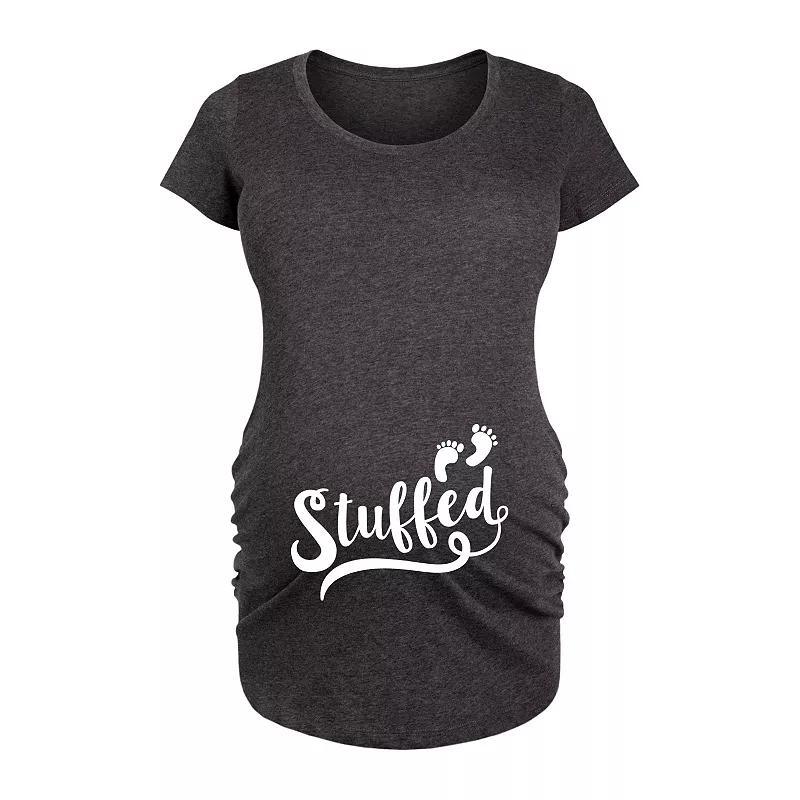 Maternity Stuffed Baby Footprints Graphic Tee, Womens Grey Gray Product Image