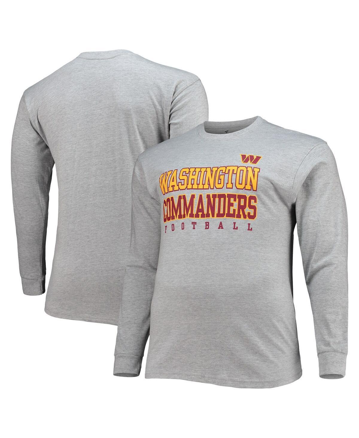 Mens Fanatics Branded Heathered Gray Washington Commanders Big & Tall Practice Long Sleeve T-Shirt Product Image