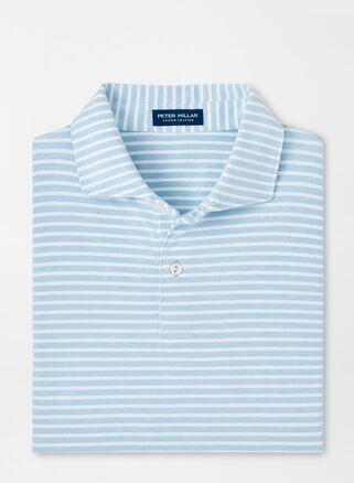 Peter Millar Mens Albatross Stripe Cotton Blend Piqu Polo | Color: Blue Frost | Size: S Product Image