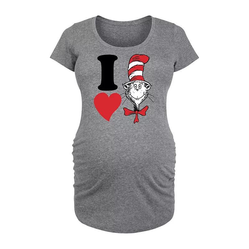 Maternity Dr. Seuss I Love Cat In The Hat Graphic Tee, Womens Grey Gray Product Image