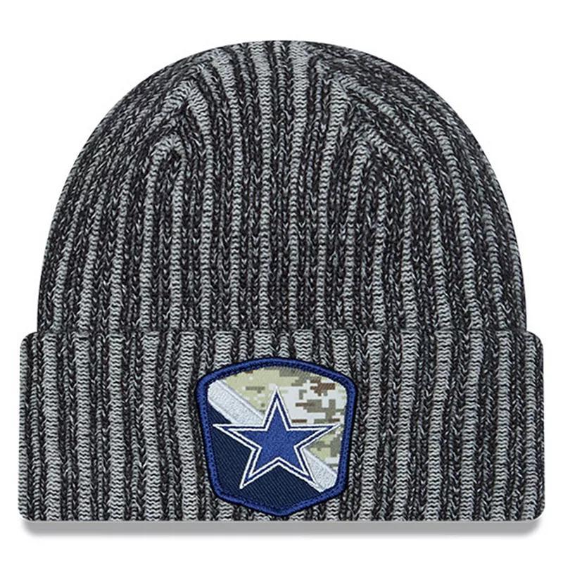 Mens New Era Black Dallas Cowboys 2023 Salute To Service Cuffed Knit Hat Product Image