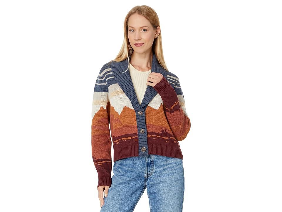 Pendleton Western Scenic Cardigan (Blue/Rust ) Women's Clothing Product Image