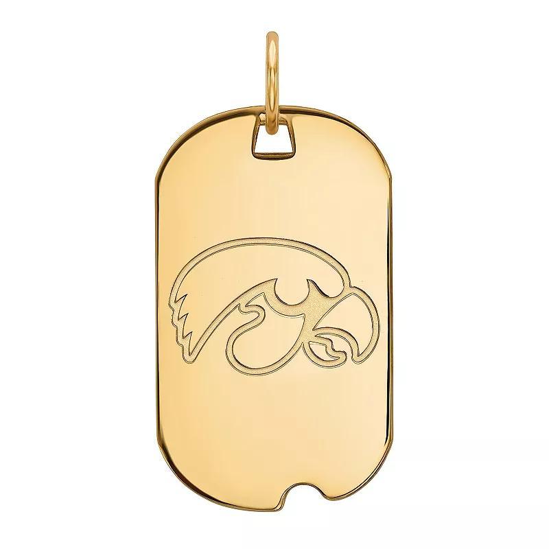 LogoArt Sterling Silver 14k Gold Plated Iowa Hawkeyes Small Dog Tag, Womens Product Image