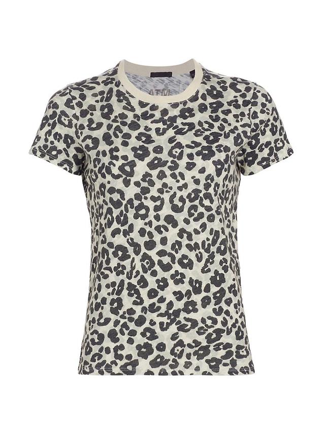 Womens Leopard Cotton Short-Sleeve T-Shirt Product Image