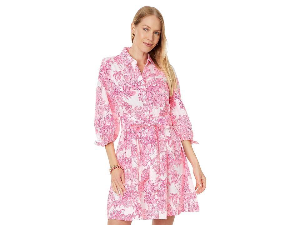 Lilly Pulitzer Amrita 3/4 Sleeve Cotton Shirtdress (Resort Pb Anniversary Toile) Women's Dress Product Image