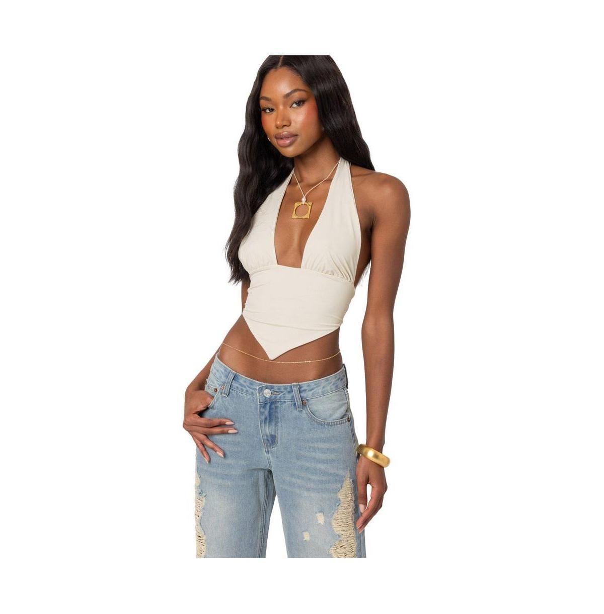 Edikted Womens Open Back Triangle Halter Top Product Image