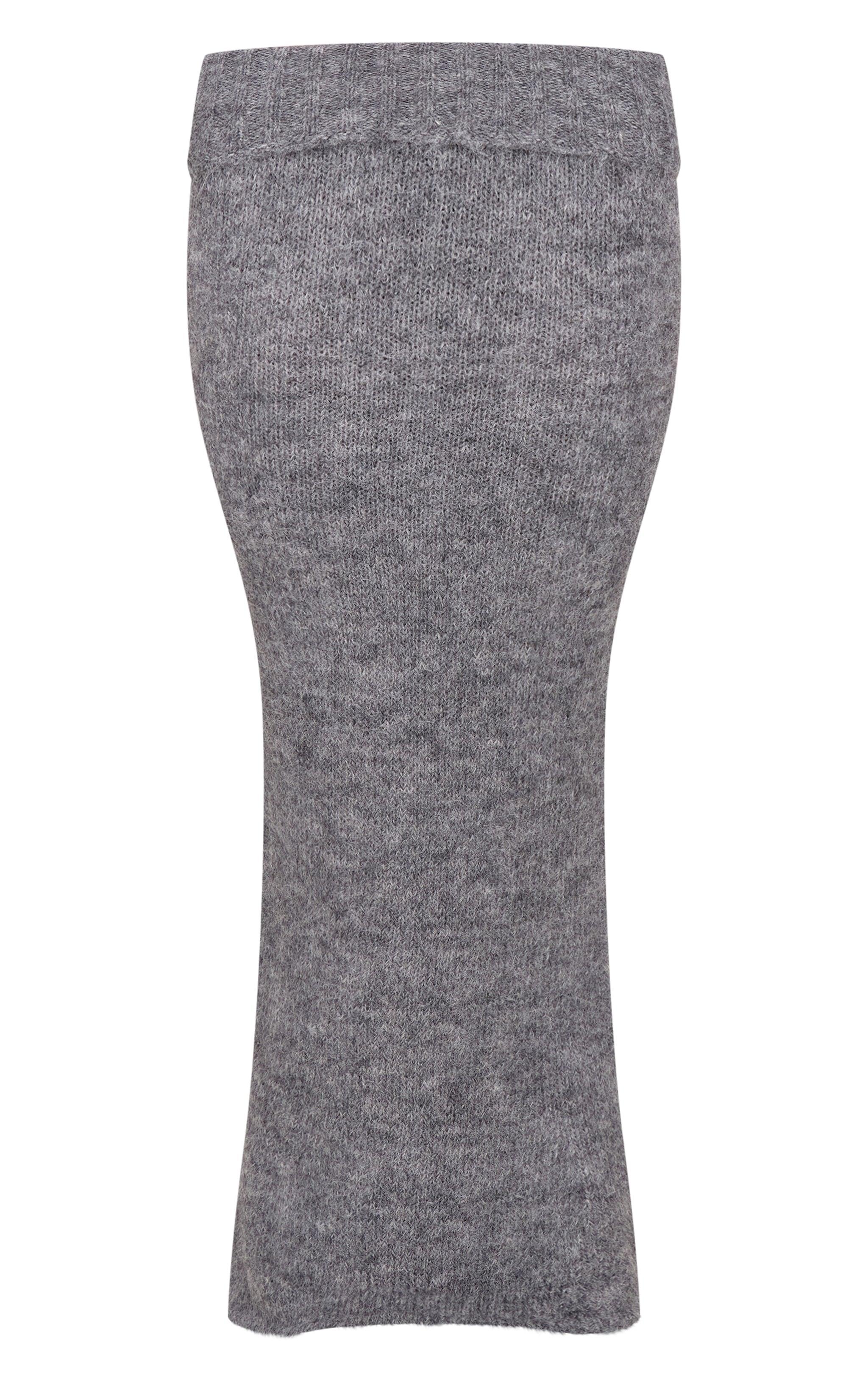 Grey Marl Knit Foldover Maxi Skirt Product Image