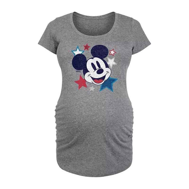 Disneys Mickey Mouse Maternity Stars USA Graphic Tee, Womens Grey Gray Product Image