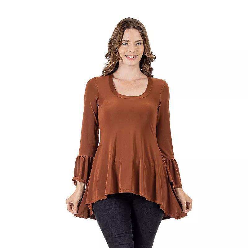 Womens 24Seven Comfort Apparel Long Bell Sleeve High-Low Tunic Top Red Product Image