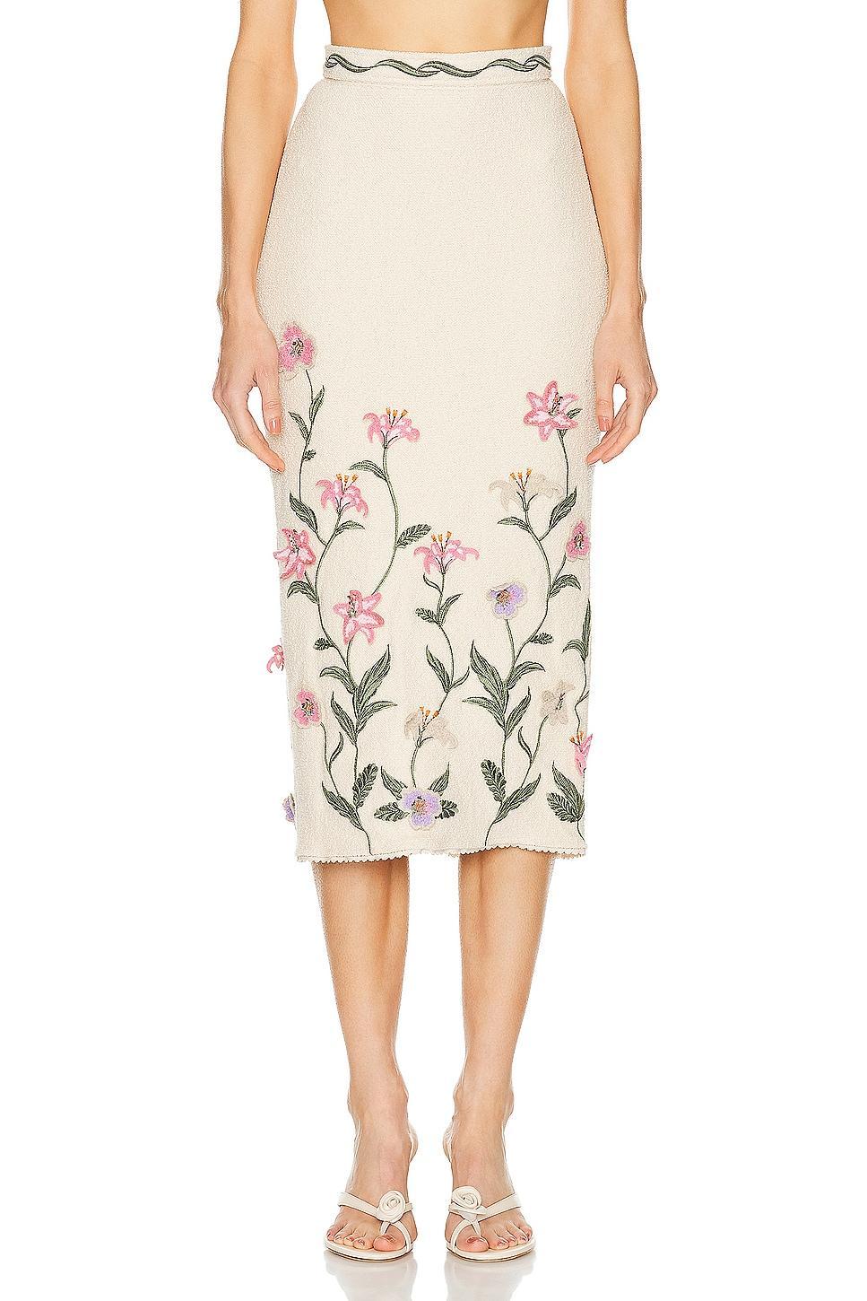 Agua by Agua Bendita - Chlorella Pacifico Embroidered Cotton-Blend Maxi Skirt - NeutralModa Operandi Product Image