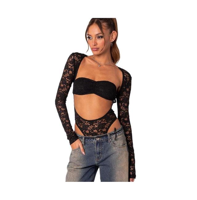 EDIKTED Zoey Lace Two-Piece Bandeau & Bodysuit Product Image