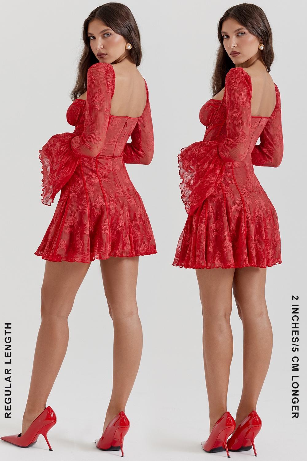 Analissa Scarlet Lace Corset Dress Product Image