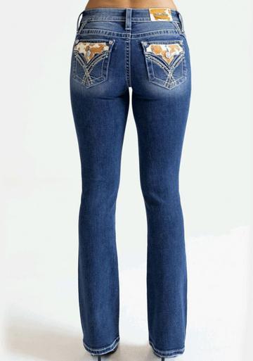 Miss Me® Ladies' Pony Print Mid Rise Boot Cut Jeans Product Image