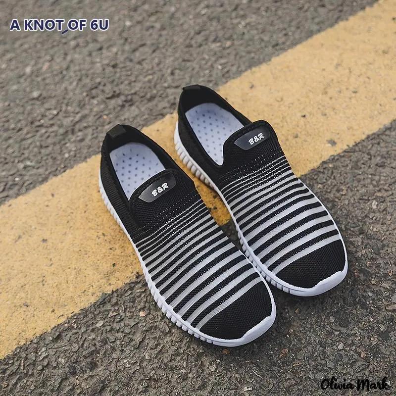 Olivia Mark – Canvas Flat Slip-on Breathable Casual Socks Shoes Product Image