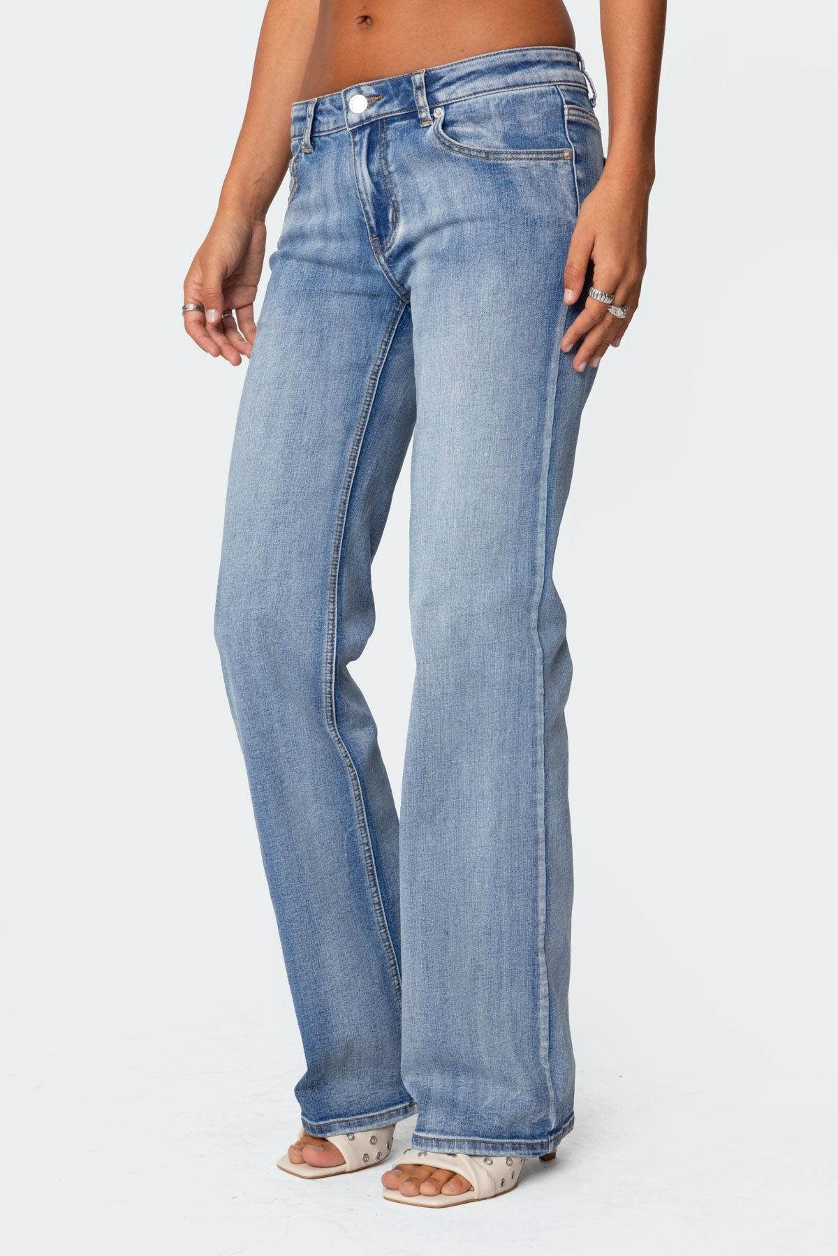 Boot Cut Washed Low Rise Jeans Product Image