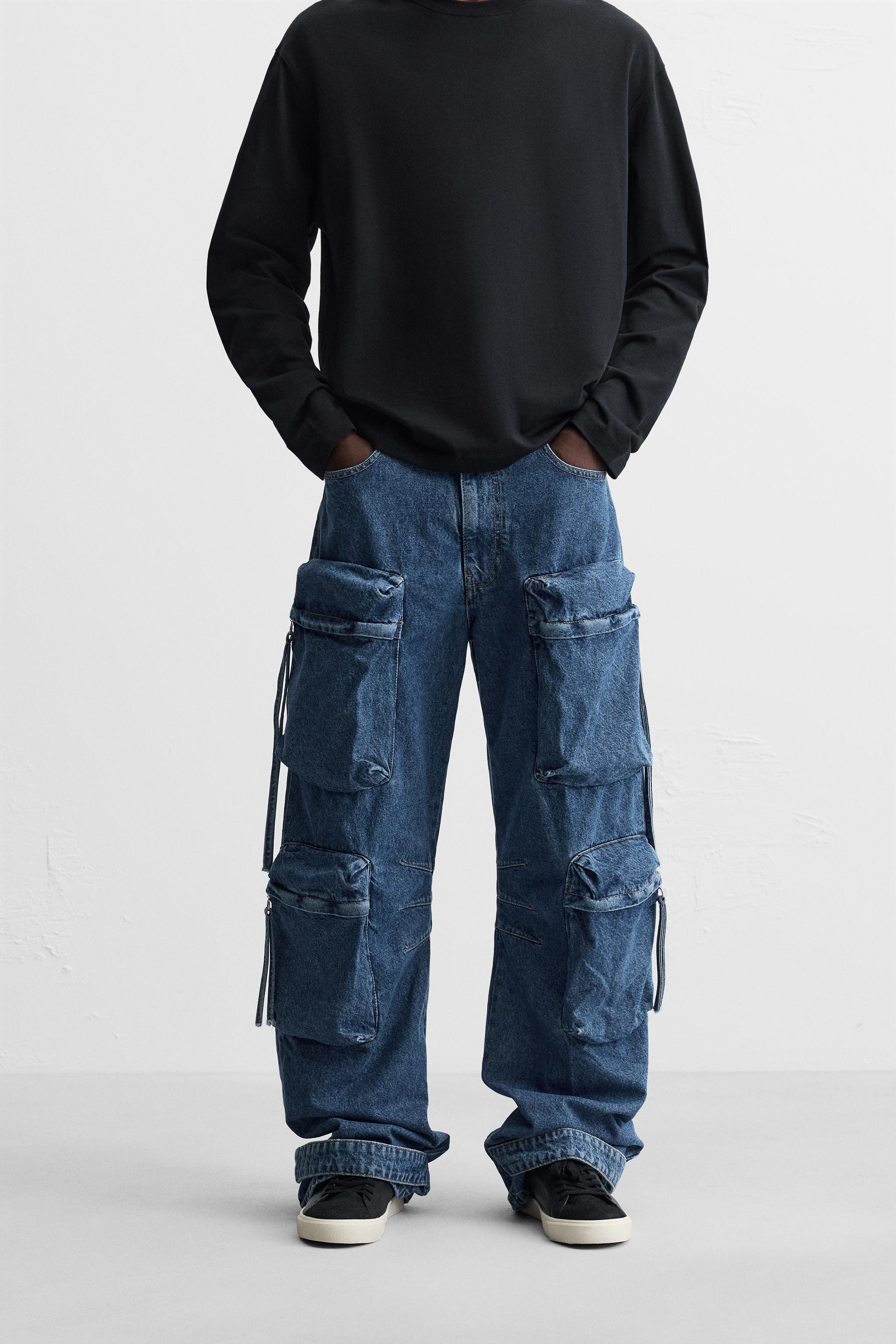 POCKET DENIM CARGO PANTS Product Image