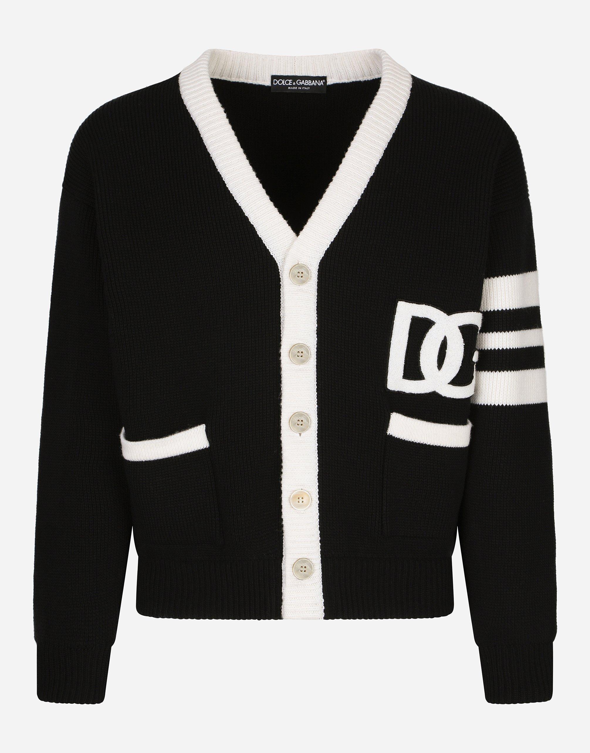 Dg Logo Virgin Wool Cardigan In Black Product Image