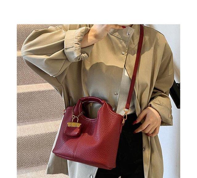 Set: Faux Leather Tote Bag + Pouch Product Image