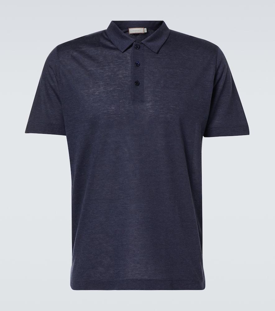 CANALI Cotton-blend Polo Shirt In Blue Product Image