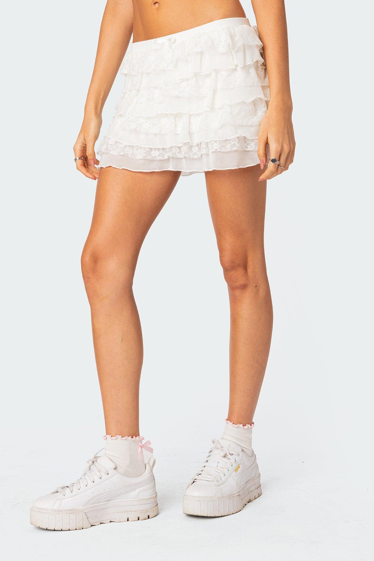 Adeena Layered Ruffle Mini Skirt Product Image