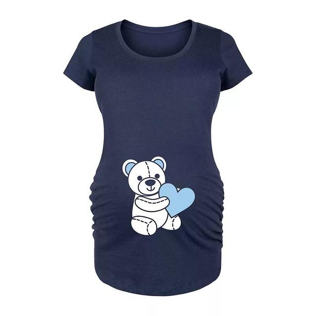 Maternity Teddy Bear Blue Graphic Tee, Womens Product Image