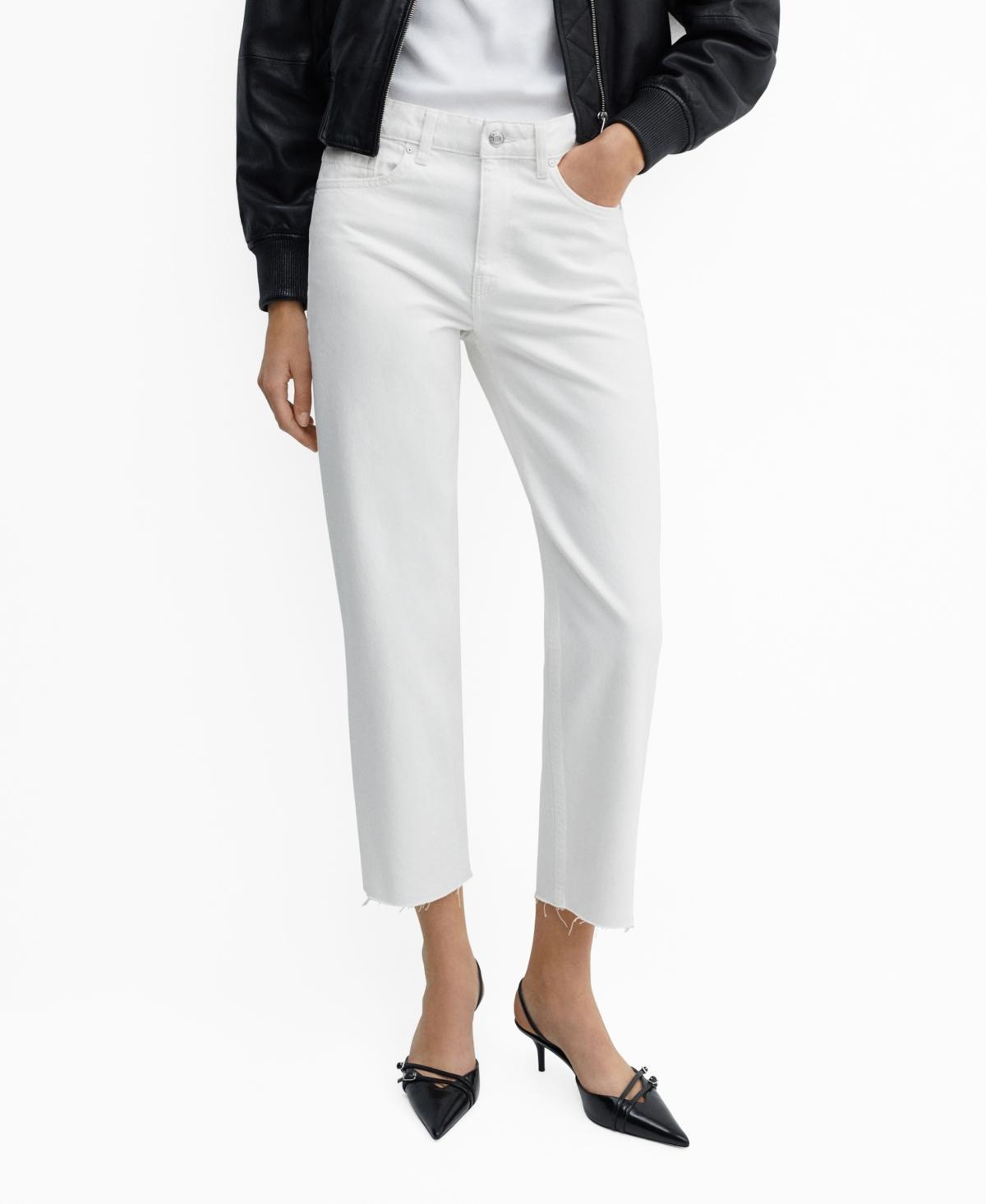 Mango Womens Straight-Fit Cropped Jeans product image