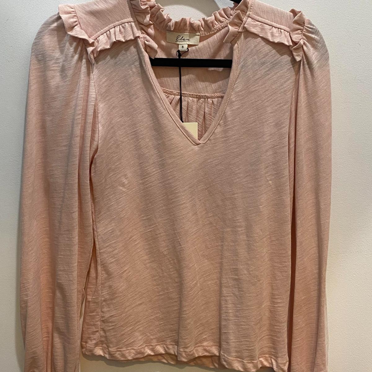 Dusty Pink Long Sleeve V Neck Top Product Image