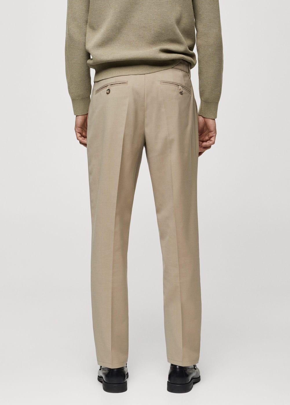 MANGO MAN - Pleat detail wool pants beigeMen Product Image