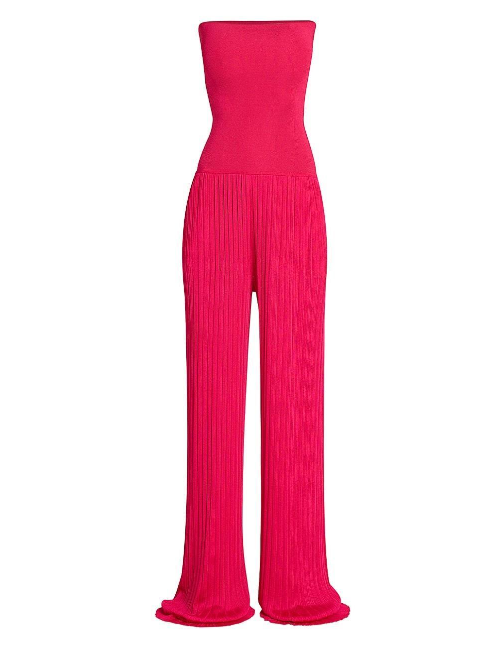 Womens Strapless Pliss Jumpsuit Product Image