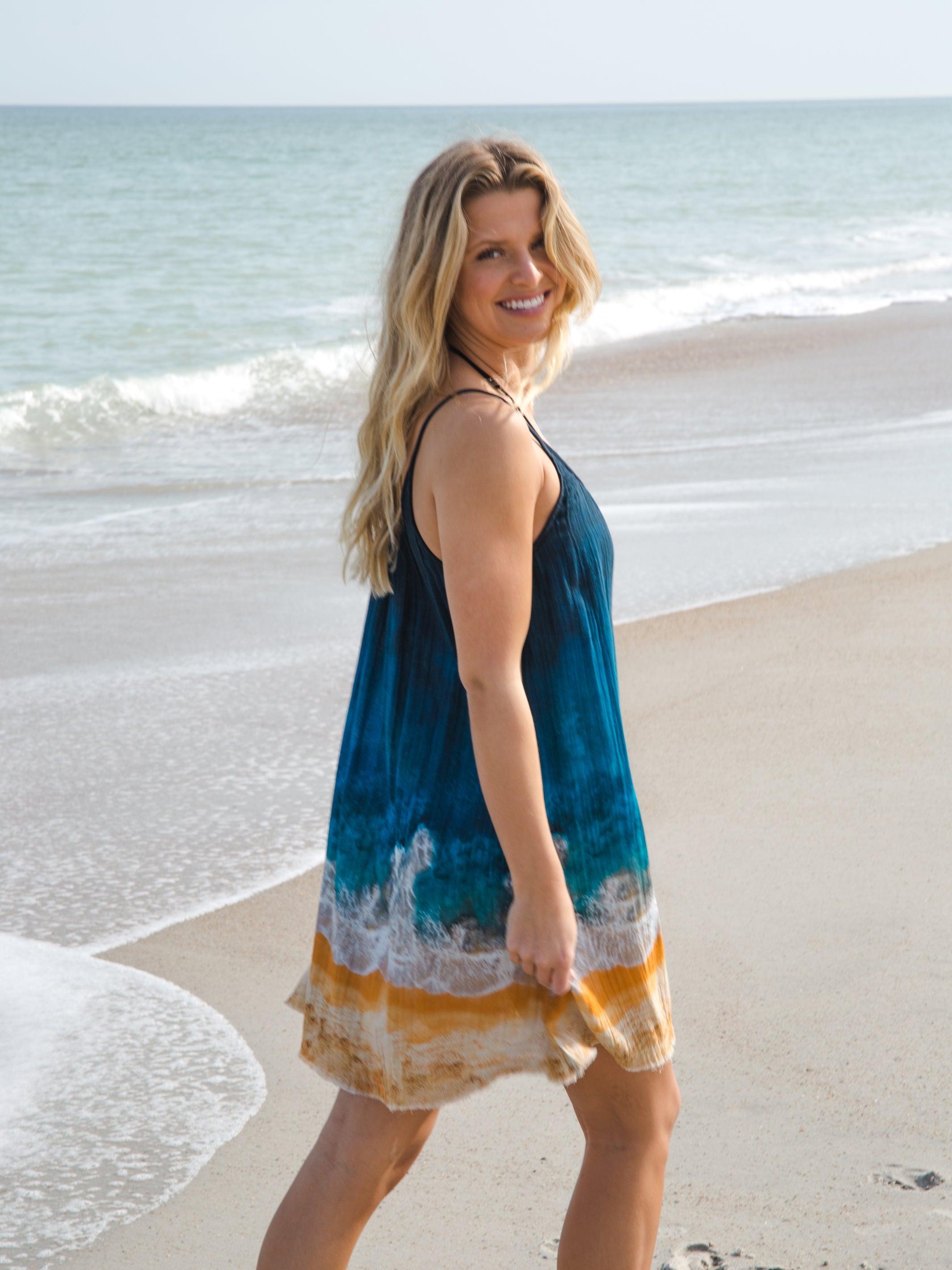 Coco Cotton Gauze Mini Dress - Navy Beach Product Image