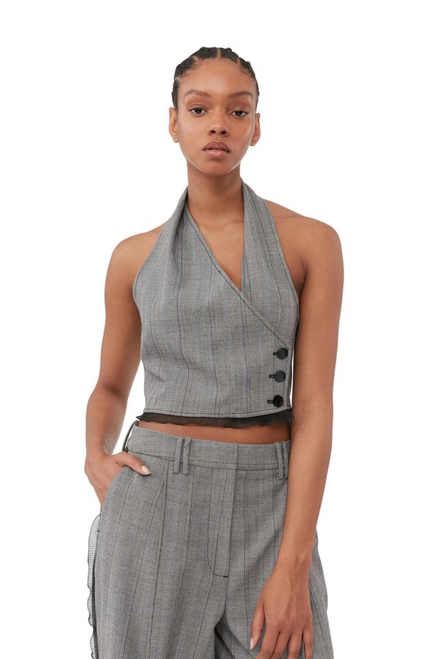 Grey Herringbone Suiting Vest Product Image